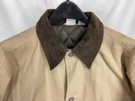 Bernie Men&#39;s Beige Denim Coat Size Medium /Chest 48&quot; Jacket Quilted-Lined - £18.97 GBP