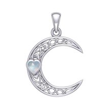 Jewelry Trends Crescent Moon Celtic Knot Rainbow Moonstone Heart Sterling Silver - £106.96 GBP