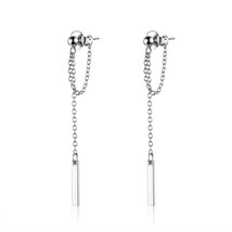 BISAER Hot Sale Long Chain Earrings 925 Silver T Bar Korean Long Chain W... - £17.46 GBP