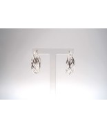 Vtg Hoop Twist Braid Design Silver Tone Earrings Intertwined Effect Pierced - $278.23 MXN