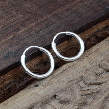 Simple plain ring Sterling Silver Earrings Small hinged Hoop for Girls -... - £22.99 GBP