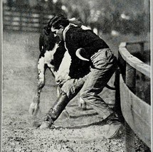 1921 Lafe Lewman Steer Bulldogging Photo Print Round Up Bucking Cowboy D... - $29.99