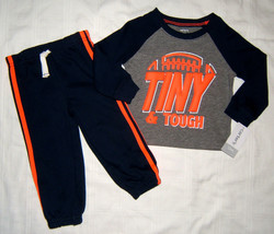 Carter&#39;s Baby Boy 2 pc Set Top Pants Long Sleeve Tiny Tough Navy Blue 12 Months - £10.38 GBP