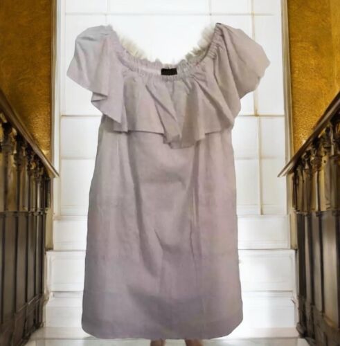 Lumiere Tan striped ruffle over shoulder dress Women’s Size M Medium - $17.87