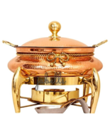 Pure Steel Copper Chafing Dish with Brass fuel Gel Stand &amp; Serving Spoon... - $1,206.64 CAD