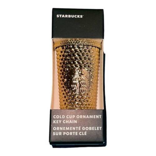 Starbucks Coffee 2022 Mini Studded Tumbler Gold Cold Cup Keychain Orname... - $22.56
