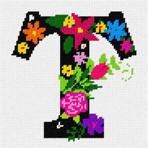 Pepita Needlepoint kit: Letter T Primary Floral, 7&quot; x 7&quot; - £39.09 GBP+