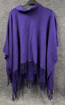 Chico’s Poncho Sweater Womens One Size Purple Fringe Cowl Neck Dressy Pr... - $35.66