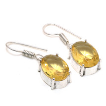 Lemon Topaz Oval Gemstone Handmade Ethnic Gifted Earrings Jewelry 1.40&quot; SA 3279 - £3.13 GBP