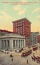 Rochester New York~Trust &amp; Safe Deposit &amp; National BANK-TROLLEY~1913 Postcard - £5.53 GBP