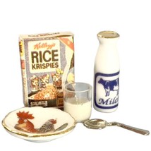 Cereal &amp; Milk Rooster Breakfast for One 1.451/5r Reutter DOLLHOUSE Minia... - £15.28 GBP