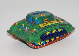 Vintage Tin Lithographed Friction Powered Miniature Toy Tank Truck made ... - £7.99 GBP