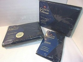 Navy Blue 4 Pc Twin Sheet Set Sealed Cannon Classic Percale New Sure Fit Usa - £36.37 GBP