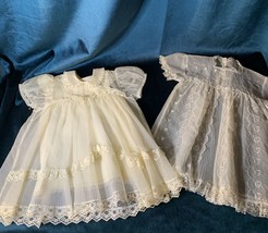 VTG A Carol Joy Creation &amp; An Untagged  Christening Dress &amp; Slip Chiffon Lace - $25.00