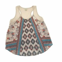 Eyelash Couture Womens Blouse Multicolor Beige Floral Sleeveless Scoop Neck XL - £6.20 GBP