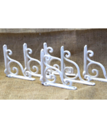 6 Cast Iron Brackets White Shelf Wall Braces Corbels Cast Iron Rustic 4&quot;x4&quot; - $24.99