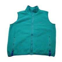Patagonia Vest Womens L Green Plain High Neck Sleeveless Pockets Fleece Full Zip - £28.06 GBP