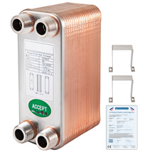 VEVOR Heat Exchanger 3"x7.5" 40 Brazed Plate Heat Exchanger 316L 3/4" MPT  - $46.99