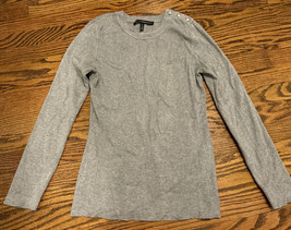White House Black Market Ribbed CrewNeck Button Sweater Heather Gray Size M - £15.54 GBP