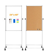 [24&quot; x 40&quot;] Rolling Whiteboard &amp; Corkboard Combo with Stand, - £333.35 GBP