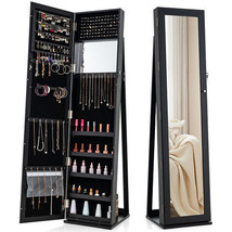 Standing Lockable Jewelry Storage Organizer with Full-Length Mirror-Black - Colo - $298.14 CAD