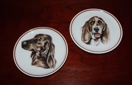 Vtg Pair Thiersheim Bavaria Miniature Display Plates Irish Setter Bassett Hound - £2.39 GBP