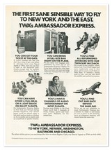 Print Ad TWA Trans World Airlines Ambassador Express Vintage 1972 Advertisement - £7.77 GBP