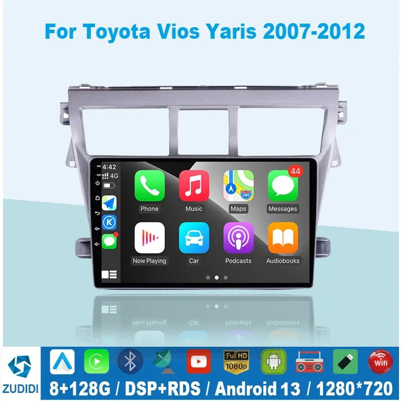 Carplay Android 13 Car Radio Player for Toyota VIOS Yaris 2007 2008 2009 - £103.82 GBP+