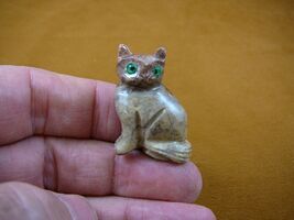 (Y-CAT-34) red tan little KITTY CAT gemstone love cats SOAPSTONE figurin... - $8.99