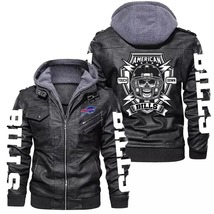 Buffalo Bills Bomber Vintage Motorcycle Men Leather Jacket - $2,023.03 MXN+