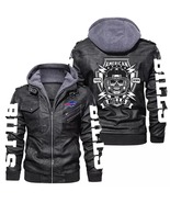 Buffalo Bills Bomber Vintage Motorcycle Men Leather Jacket - $2,023.03 MXN+