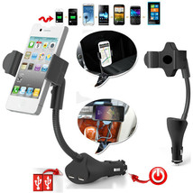 Car Mount Dual USB Charger Gooseneck Holder for iPhone Samsung etc Cell Phones - £10.12 GBP