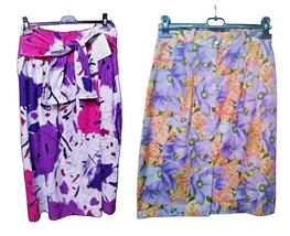 Skirt Summer Fantasy Flowers Violet Pure Cotton Sport Sizes 44 46 Sport Skirt - £31.15 GBP+