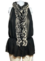 Robert Rodriguez X Target Shirt Women&#39;s M Medium Black Ruffles Chic Stylish - £17.02 GBP