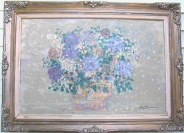 Original Floral Oil Painting Canvas Ornate Framed Signed 48x - £236.07 GBP
