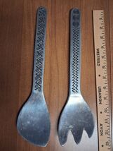 Wilton Armetale Pewter Spoon Fork Tribal Zig-Zag Design Serving Set - $29.69