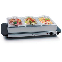 MegaChef Buffet Server &amp; Food Warmer With 3 Removable Sectional Trays , Heated W - £60.01 GBP