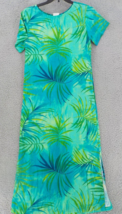Peppermint Bay Women Long Dress Sz S Green Blue Clr Pullon Short Sleeve Tropical - £17.37 GBP