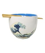 Great Wave Of Kanagawa Hokusai Ceramic Donburi Ramen Soup Bowl Chopstick... - €16,30 EUR