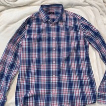 Untuckit Button Down Shirt Mens Size Large Red White Blue Plaid Slim Fit - £31.14 GBP