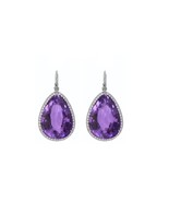  5 Custom Unique Round Pears Purple Sapphire and Diamond Halo Earrings - $10,850.00