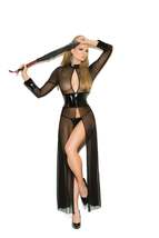Elegant Moments Mesh and vinyl long sleeve gown with adjustable hook and eye bac - £41.83 GBP