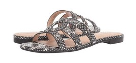 New Coach Women&#39;s Kennedy Flat Slide with Tea Rose Studs Natural Reptile 8M - £120.56 GBP