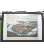 Boston Panoramic Map Birds Eye View Framed Poster Print 1877 - £119.74 GBP