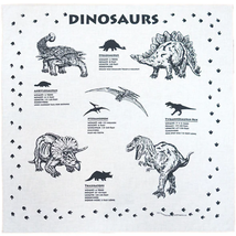 Printed Image Dinosaurs Bandanna Triceratops T-Rex Stegosaurus Jurassic 22&quot;x22&quot; - £8.82 GBP