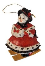 Victorian Skiing Snow Woman Lady Skiis Hand Muff Bonnet Christmas Ornament Adler - £15.78 GBP