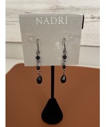 Nadri Women’s Dangle Earrings Black Bead Silver New Hook - £18.67 GBP