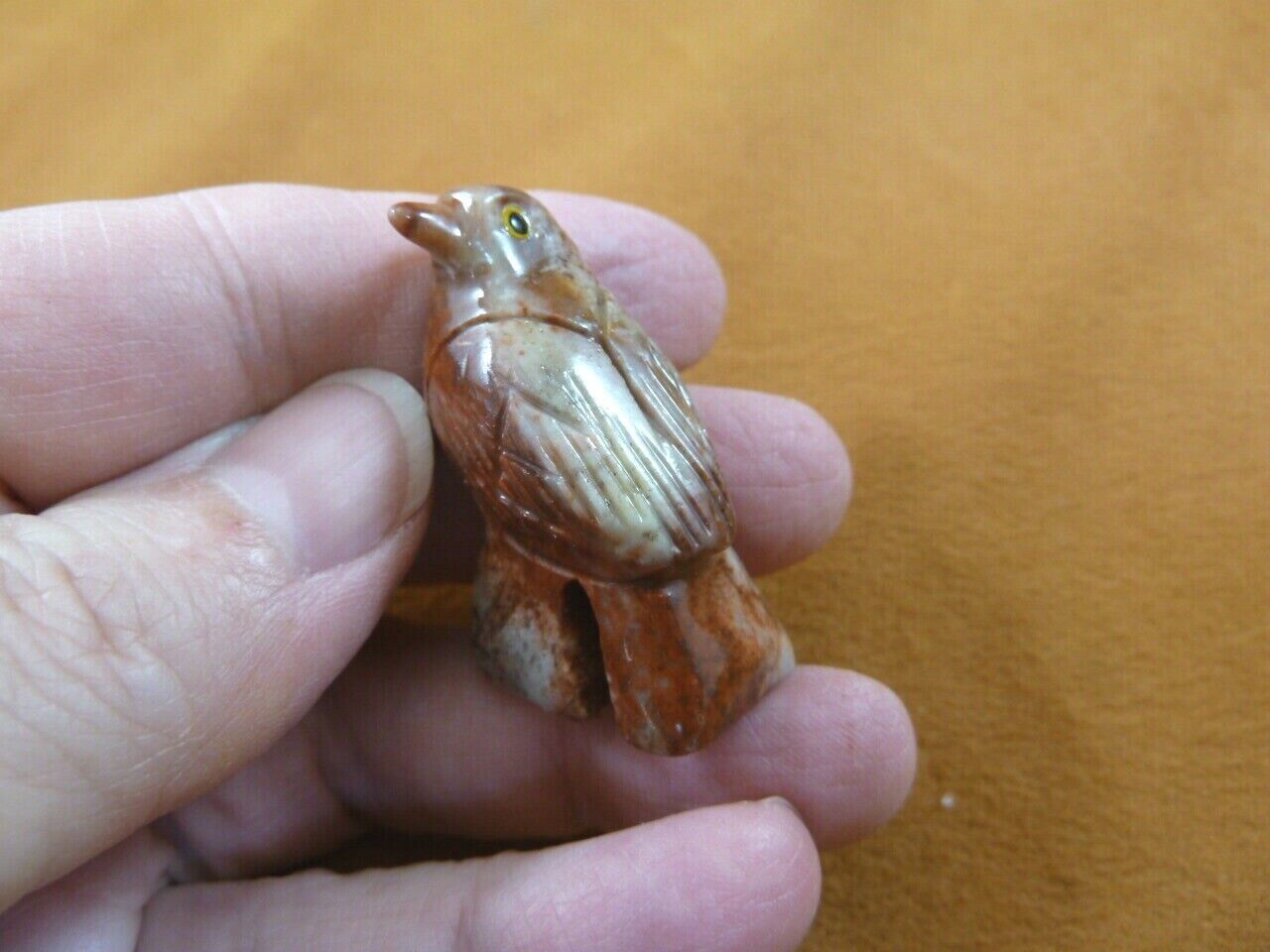 (y-BIR-SO-28) little red SONGBIRD BIRD stone soapstone CARVING PERU love... - $8.59