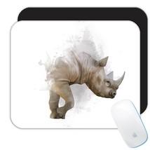 Rhino Watercolor Painting : Gift Mousepad Safari Animal Wild Life Nature Africa  - £10.44 GBP