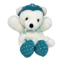 Vintage Dakin Cuddles Christmas White Teddy Bear Hat Boots Stuffed Animal Plush - £59.99 GBP